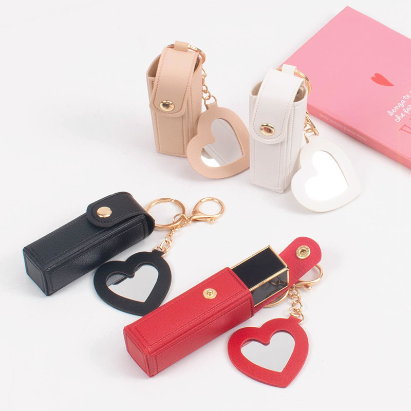 Mini Bolsa De Almacenamiento Con Espejo De Corazón De Pu