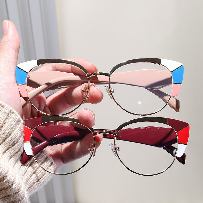 Espejo Liso De Medio Marco Con Diseño De Cejas Y Bloques De Color