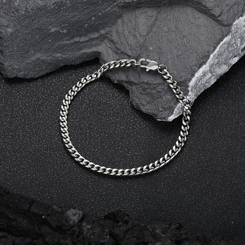 Pulsera De Acero Inoxidable Con Cadena Geométrica Para Hombre