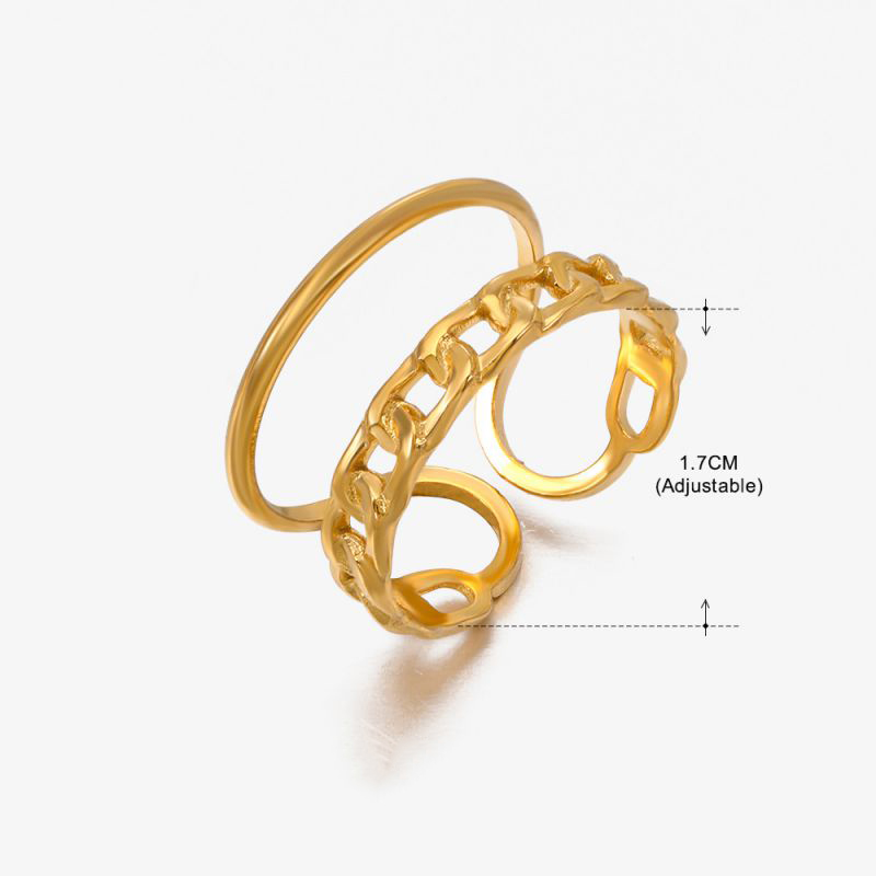 Gold Rings Open Rings Fashion Gold Ring 1 Stainless Steel Geometric Open Ring :Asujewelry.com