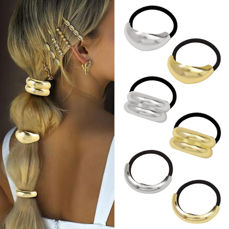Set 6 Alloy Curved Hair Rope Set :Asujewelry.com
