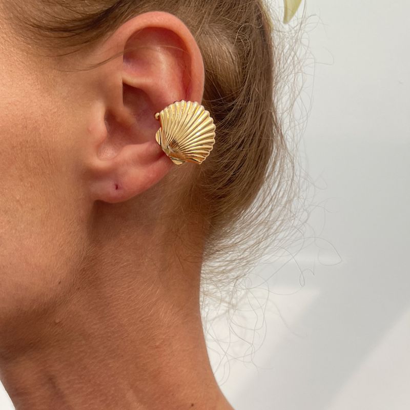 2 Single Gold Alloy Flower Starfish Shell Ear Clip [single] :Asujewelry.com