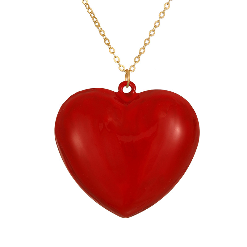 Red Titanium Steel Oil Drop Heart Necklace:Asujewelry.com