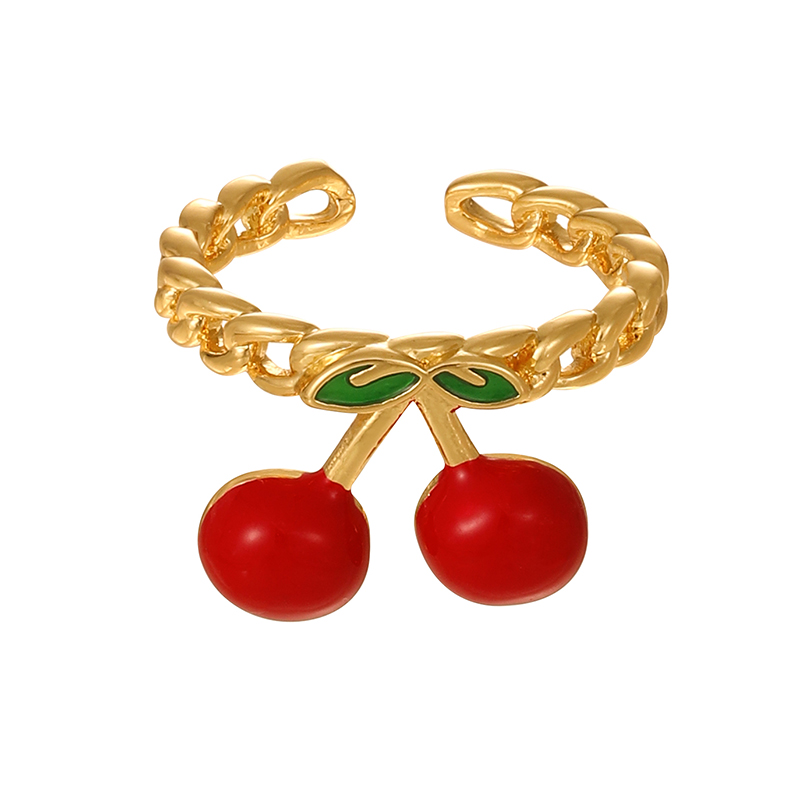 Red Ring Drop Red 2 Copper Oil Drop Cherry Ring:Asujewelry.com