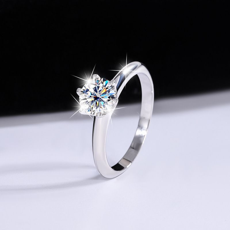 50 Points (zircon) 925 Sterling Silver Round Ring With Diamonds ...