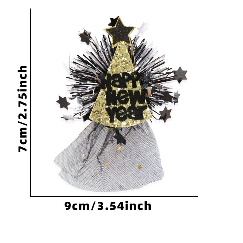 Happy New Year Hats 2026 New Year's Hat With Bow And Crown Hair Clip ...
