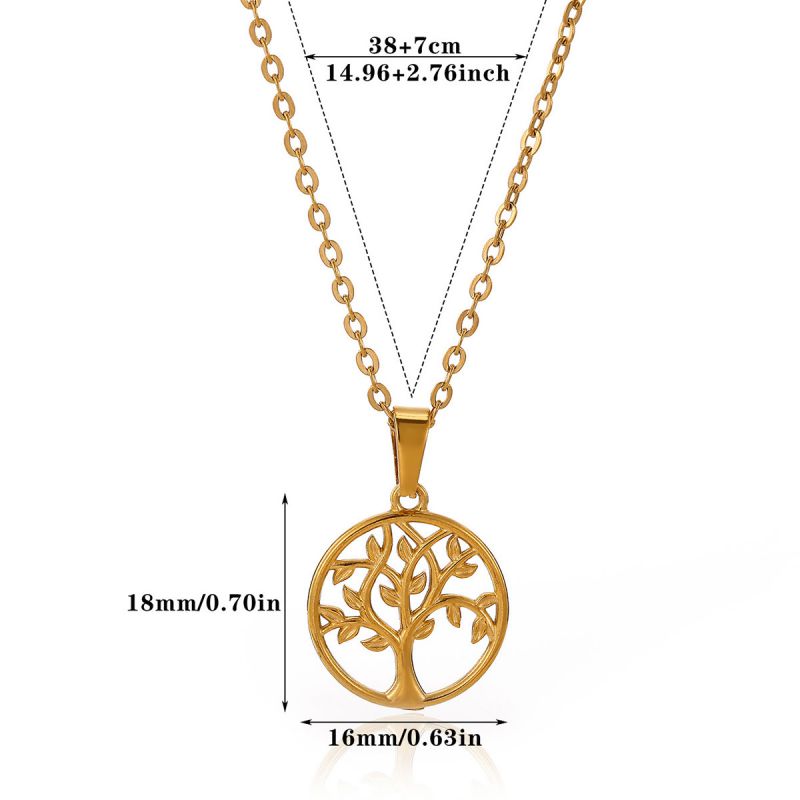 Tree Of Life Stainless Steel Gold-plated Tree Of Life Necklace ...