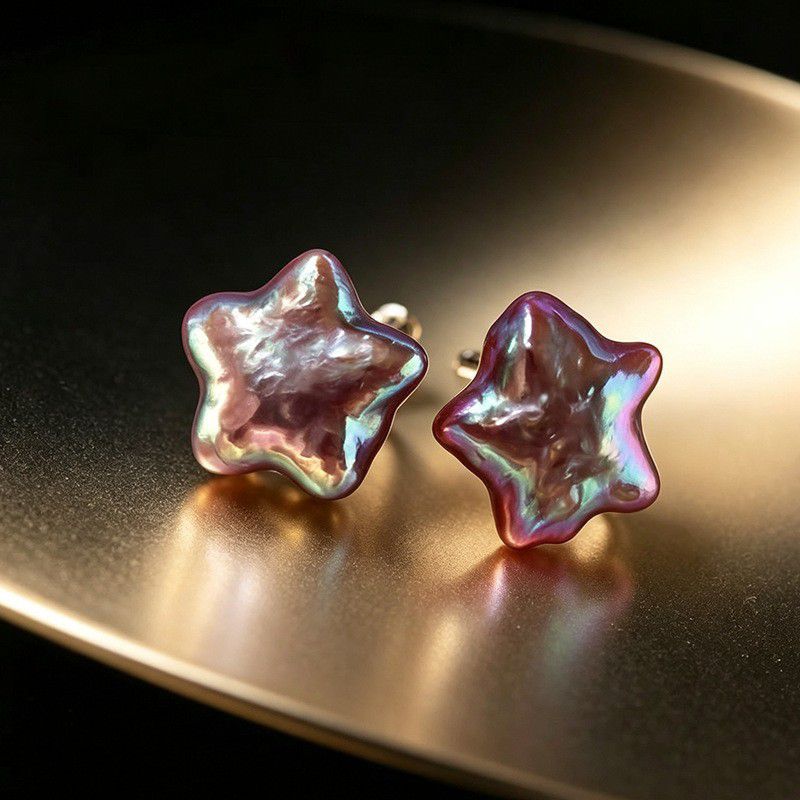 Pendientes De Perlas Barrocas De Agua Dulce Color Púrpura Natural Con ...