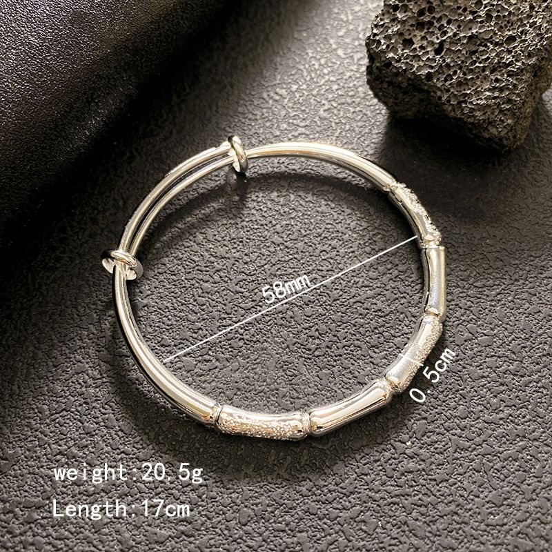 Silver-tone Matte Bamboo-style Push-pull Bracelet (alloy) Bamboo-shaped ...