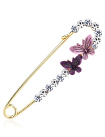 Fashion Purple Butterfly Shape Decorated Brooch