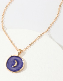 Fashion Dark Blue Alloy Drop Oil Star Moon Necklace