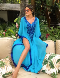 Fashion Chiffon Embroidered Dress Chiffon Embroidered Split Dress Sun Protection Clothing