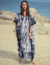 Fashion Black And White Human Cotton Positioning Blooming Loose Plus Size Sunscreen Dress