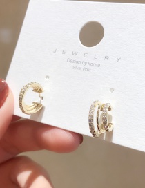 Fashion Golden 925 Silver Pin Three-layer Circle Earrings With Micro Diamonds