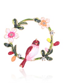 Fashion Red Alloy Brooch With Diamonds And Flowers