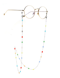Colorido Cristal Ovalado Cadena De Acero Inoxidable Cadena De Gafas Antideslizantes