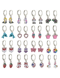 Fashion Color Mixing Animal Oil Dripping Diamond Alloy Earring Set