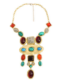 Fashion Color Alloy Geometric Resin Pendant Necklace