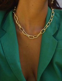 Fashion Gold Color 2 Thick Chain Geometric Alloy Necklace