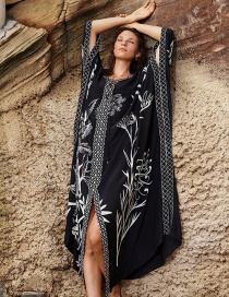 Fashion Printing Four-way Stretch Print Slit Long Skirt Jacket Blouse