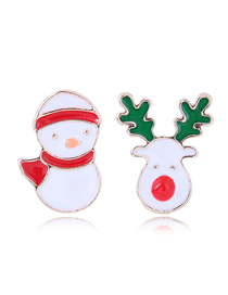 Pendientes De Botón Asimétricos Navideños De Metal