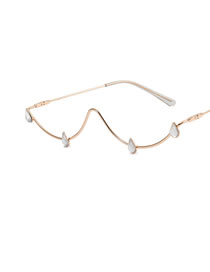 Marco De Gafas Sin Montura Onduladas De Diamante Pc