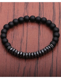 Fashion Black 6mm Frosted Stone Faceted Spacer Beaded Bracelet