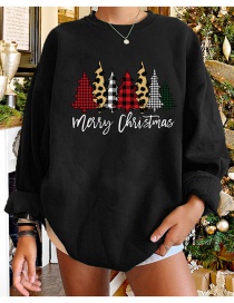 Jersey De Manga Larga Con Estampado De Letras De Árbol De Navidad