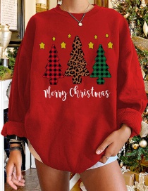 Jersey De Manga Larga Con Estampado De Letras De Árbol De Navidad