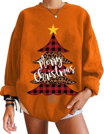 Suéter De Cuello Redondo Con Estampado De Letras De Árbol De Navidad