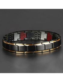 Fashion Black Plus Gold Alloy Detachable Magnetic Therapy Bracelet
