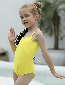 Traje De Baño De Una Pieza De Poliéster Geométrico Para Niños