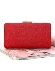 Fashion Red Satin Shimmer Square Clutch