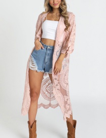 Fashion Pink Lace Cardigan Sun Protection Clothing