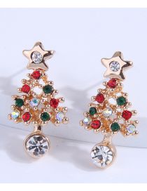 Aretes De Árbol De Navidad Con Diamantes De Aleación