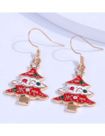Juego De Aleación Aretes De Árbol De Navidad Con Aceite De Gota De Circonio