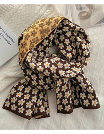 Fashion [caramel] Vintage Flower Knitted Scarf Floral Print Knitted Scarf