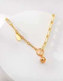 Fashion Gold Copper Paperclip Chain Ball Necklace
