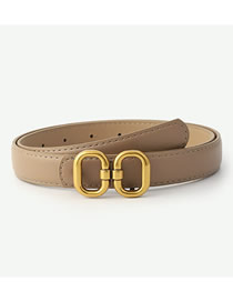 Fashion Khaki Faux Leather Wide Belt With Metal Buckle