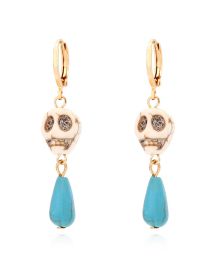 Fashion Color Drop -shaped Green Skeleton Earring Earrings