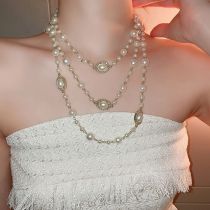 Collar Multicapa Con Cuentas Y Perlas Geométricas