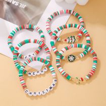 Conjunto De Pulsera De Copo De Nieve De Árbol De Navidad Con Cuentas De Letras De Cuentas De Arcilla Polimérica De Colores