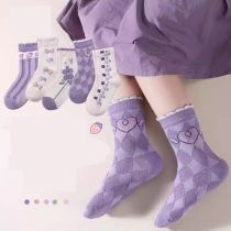 Calcetines Altos Infantiles Largos Estampados De Algodón
