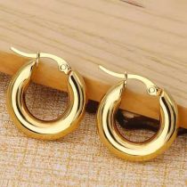 Fashion 5.0*30mm Gold Stainless Steel Round Earrings