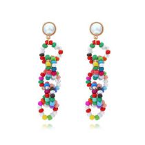 Fashion Color Colorful Bead Geometric Earrings