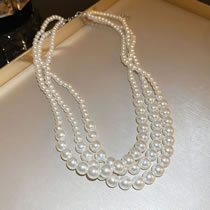 Collar Con Cuentas De Perlas En Capas