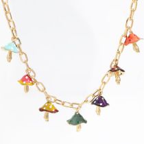 Fashion Gold Alloy Drip Oil Mushroom Multilayer Necklace