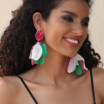 Fashion 16# Fabric Geometric Petal Earrings