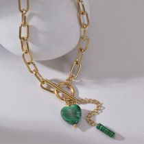 Collar De Corazón Geométrico De Acero Inoxidable