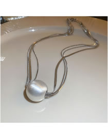 Collar De Perlas En Capas Con Cadena De Serpiente Geométrica